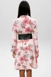 Pembe Çiçek Desenli Hafif Dokulu Gömlek Elbise BCBSK-25650-2164