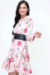 Pembe Hafif Kumaş Desenli Gömlek Elbise BCBSK-25650-2164-2