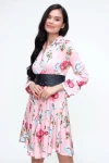 Pembe Hafif Kumaş Desenli Gömlek Elbise BCBSK-25650-2164-2