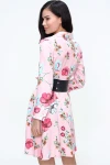 Pembe Hafif Kumaş Desenli Gömlek Elbise BCBSK-25650-2164-2