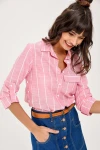 Pembe Kolu Bağlamalı Uzun Kollu Gömlek BCBSK-25700-51306