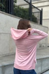 Pembe Yumuşak Dokulu Kapüşonlu Bluz BCBSK-25700-3172