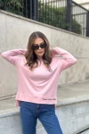 Pembe Yumuşak Dokulu Kapüşonlu Bluz BCBSK-25700-3172