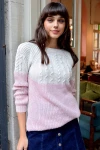 Pudra Modern Stil Örgü Motifli Kazak BCBSK-25700-K1008