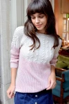 Pudra Modern Stil Örgü Motifli Kazak BCBSK-25700-K1008