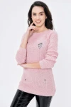 Pudra Modern Stil Yumuşak Dokulu Kazak BCBSK-25700-K1009