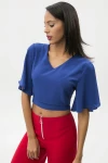 Saks V Yaka Crop Oversıze T-Shırt BCBSK-25650-2252