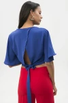 Saks V Yaka Crop Oversıze T-Shırt BCBSK-25650-2252