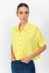 Sarı Kısa Salaş Dokuma Gömlek CO-259363058