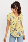 Sarı V Yaka Desenli Bluz BCBSK-25700-H5030