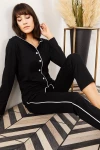 Siyah Biyeli Örme Pijama Takım BCBSK-25700-K6022