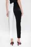 Siyah Color Block Kemerli Parlak Pantolon BCBSK-25700-3133