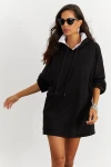 Siyah Kapüşonlu Oversıze Cepli Sweatshırt BCBSK-25700-K7278