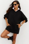 Siyah Kapüşonlu Oversıze Cepli Sweatshırt BCBSK-25700-K7278