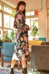 Siyah Kruvaze Çiçekli Elbise BCBSK-25650-2259