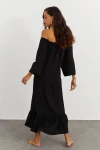 Siyah Madonna Yaka Uzun Elbise BCBSK-25700-K7237