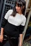 Siyah Modern Stil Örgü Motifli Kazak BCBSK-25700-K1008