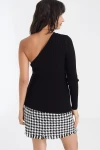 Siyah Modern Stil Tek Kol Bluz BCBSK-25700-AKD-6012