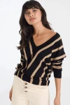 Siyah Modern Stil V Yaka Kazak BCBSK-25700-AKD-3765