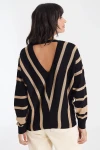Siyah Modern Stil V Yaka Kazak BCBSK-25700-AKD-3765