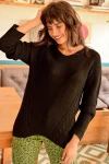 Siyah Modern Stil V Yaka Kazak BCBSK-25700-E1004