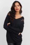 Siyah Omzu Tül Detaylı Bluz BCBSK-25700-K7342