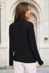 Siyah Polo Yaka Yumuşak Dokulu Bluz BCBSK-25700-2749