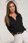 Siyah Polo Yaka Yumuşak Dokulu Bluz BCBSK-25700-2749