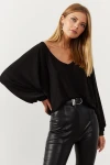 Siyah V Yaka Yarasa Kol Bluz BCBSK-25700-K5707