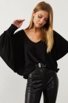 Siyah V Yaka Yarasa Kol Bluz BCBSK-25700-K5707