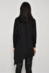 Siyah Yarım Patlı Oversize Dokuma Gömlek BCBSK-25700-K4912