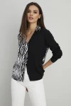 Siyah Zebra Blok Desenli Uzun Kol Gömlek BCBSK-25700-K6204
