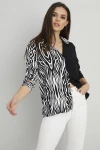 Siyah Zebra Blok Desenli Uzun Kol Gömlek BCBSK-25700-K6204