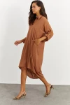 Taba Polo Yaka Düğme Detaylı Rahat Kesim Elbise BCBSK-25700-K7230