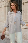 Taş Kaşe Oversize Çift Cep Ceket Gömlek BCBSK-25700-3275