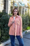 Turuncu Uzun Kollu Oversize Kolu Desenli Gömlek BCBSK-25700-3534