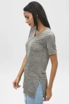 Vizon Yanları Yırtmaçlı V Yaka Tunik Bluz BCBSK-25650-2197