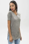 Vizon Yanları Yırtmaçlı V Yaka Tunik Bluz BCBSK-25650-2197