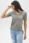 Vizon Yanları Yırtmaçlı V Yaka Tunik Bluz BCBSK-25650-2197