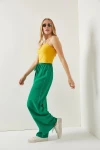 Yeşil Beli Lastikli Palazzo Pantolon BCBSK-25700-K7389