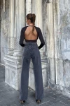 Antrasit Beli Lastikli Geniş Paça Denim Pantolon BCBSK-25700-KT0095