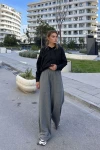 Antrasit Yüksek Bel Beli Lastikli  Pantolon BCBSK-25700-3465