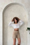 Bej Gabardin Kemerli Şort BCHN-2525735