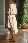 Bej Hasır Detaylı Kuşaklı Salaş Kimono BCBSK-25700-3160