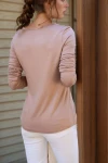 Bej Kare Yaka Yumuşak Dokulu Bluz BCBSK-25700-3166