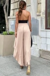 Bej Yanı Fırfırlı Yırtmaçlı Beli Lastikli Belmando Salaş Şalvar Pantolon BCBSK-25700-3635