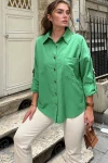 Benetton Kolları Apoletli Cepli Poplin Salaş Gömlek BCBSK-25700-3557