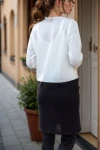 Beyaz Çift Cep Color Block Hırka BCBSK-25700-3009