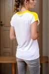 Beyaz Color Block Omzu Garnili Tshirt BCBSK-25700-3229