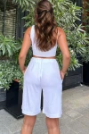 Beyaz Duble Paça Yumuşak Dokulu Cepli Şort BCBSK-25700-3262